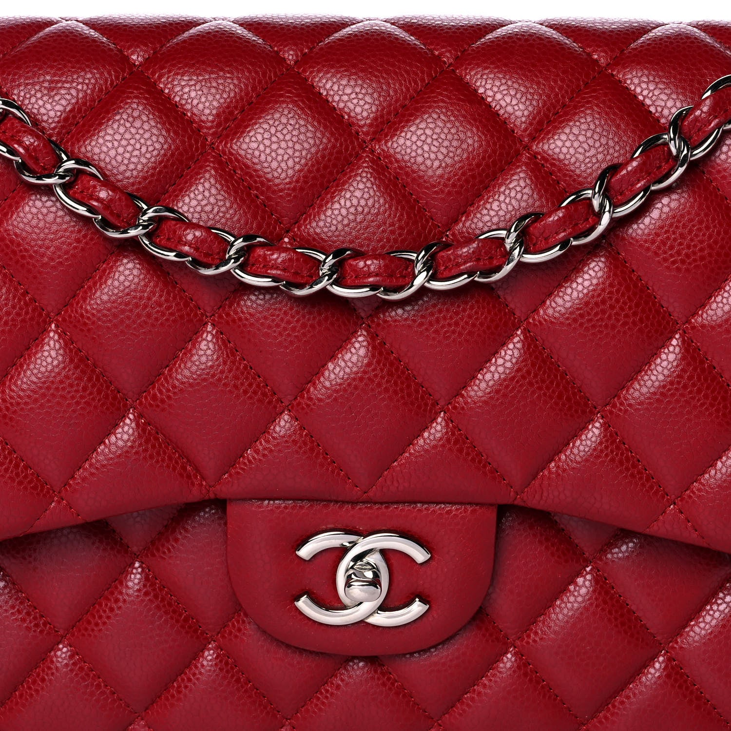 Chanel Caviar Quilted Jumbo Double Flap Dark Red 8 of 10