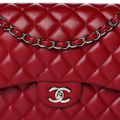 Chanel Caviar Quilted Jumbo Double Flap Dark Red 8 of 10