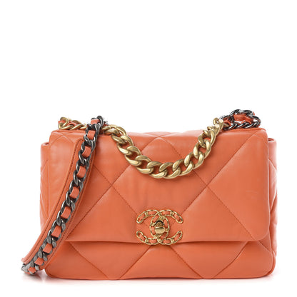 Chanel Goatskin Quilted Medium 19 Flap Orange 1 of 11