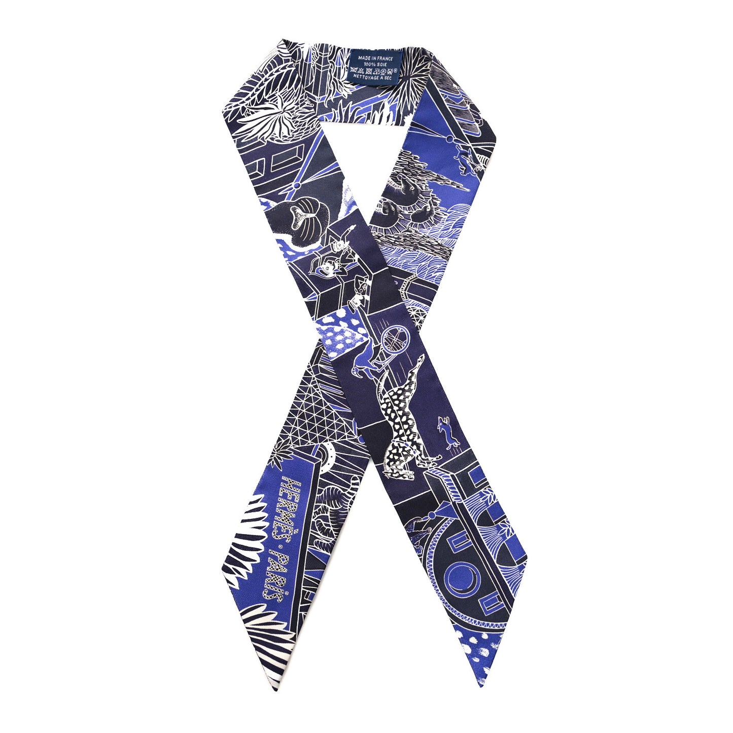 Silk Animapolis Plumetis Twilly Marine Bleu Royal