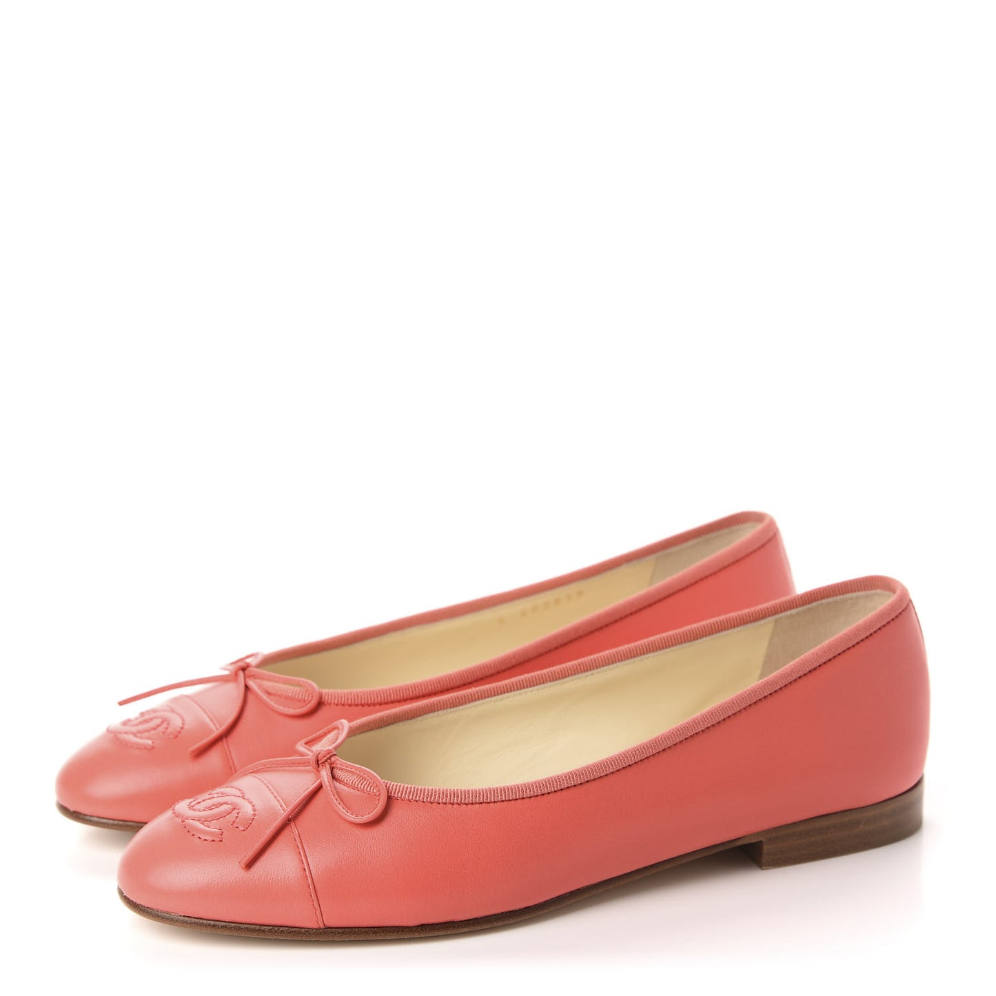 Lambskin Cap Toe CC Ballerina Flats 37.5 Coral