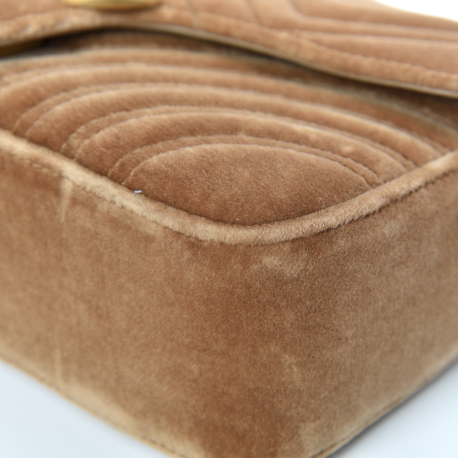 Gucci Velvet Matelasse Small GG Marmont Shoulder Bag Taupe 9 of 12