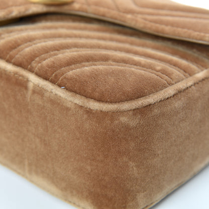 Gucci Velvet Matelasse Small GG Marmont Shoulder Bag Taupe 9 of 12