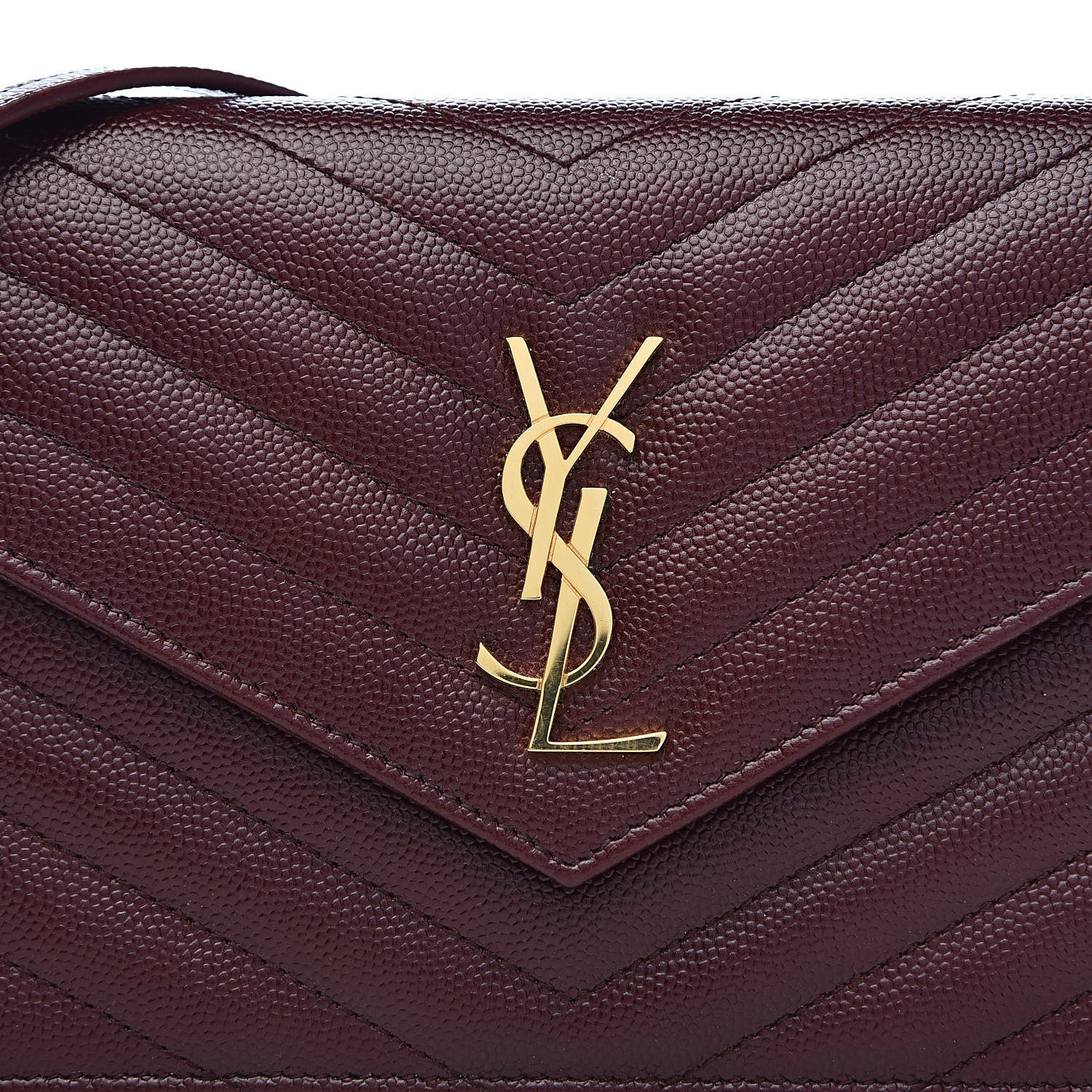 Saint Laurent Grain De Poudre Matelasse Chevron Monogram Envelope Chain Wallet Rouge Legion 9 of 9