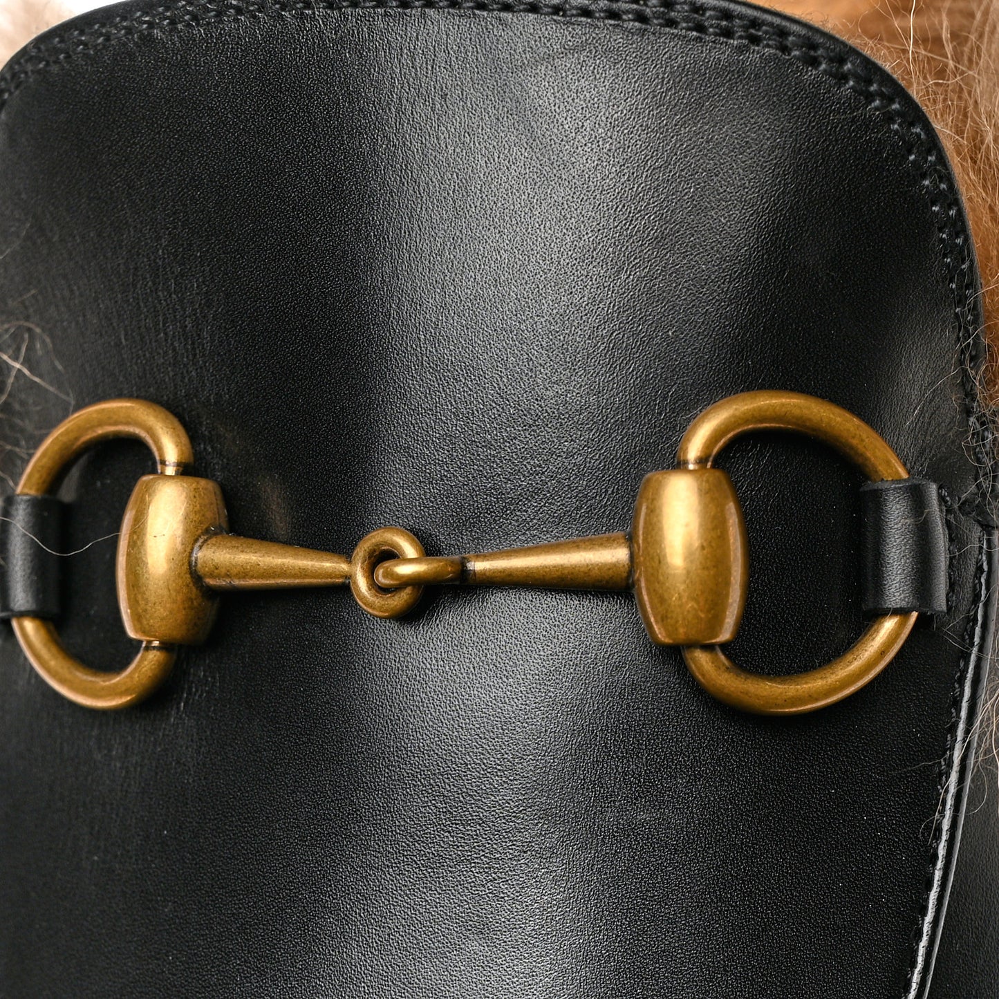 Calfskin Fur Mens Princetown Slippers 10 Black