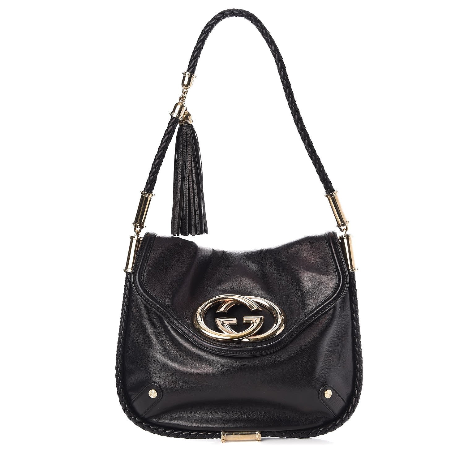 Gucci Calfskin Britt Tassel Shoulder Bag Black 1 of 10