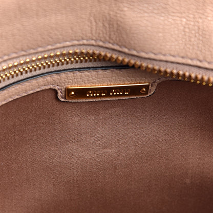 Miu Miu Goatskin Madras Fiocco Bow Top Handle Tote Cammeo 7 of 8