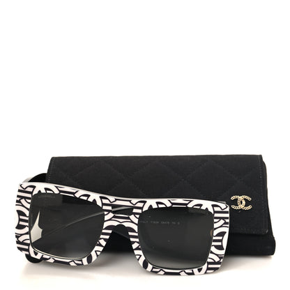 Chanel Acetate CC Logo Square Sunglasses 71628 Black White 7 of 7
