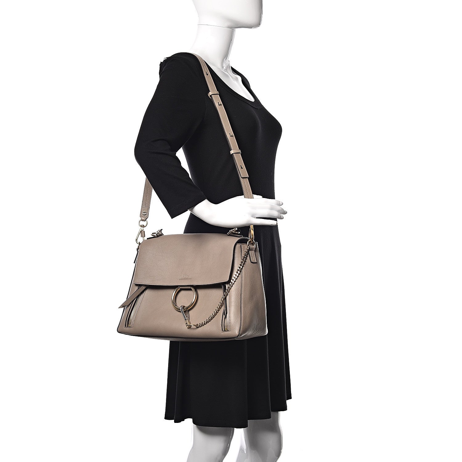 Chloe Calfskin Medium Faye Day Shoulder Bag Motty Grey 2 of 10