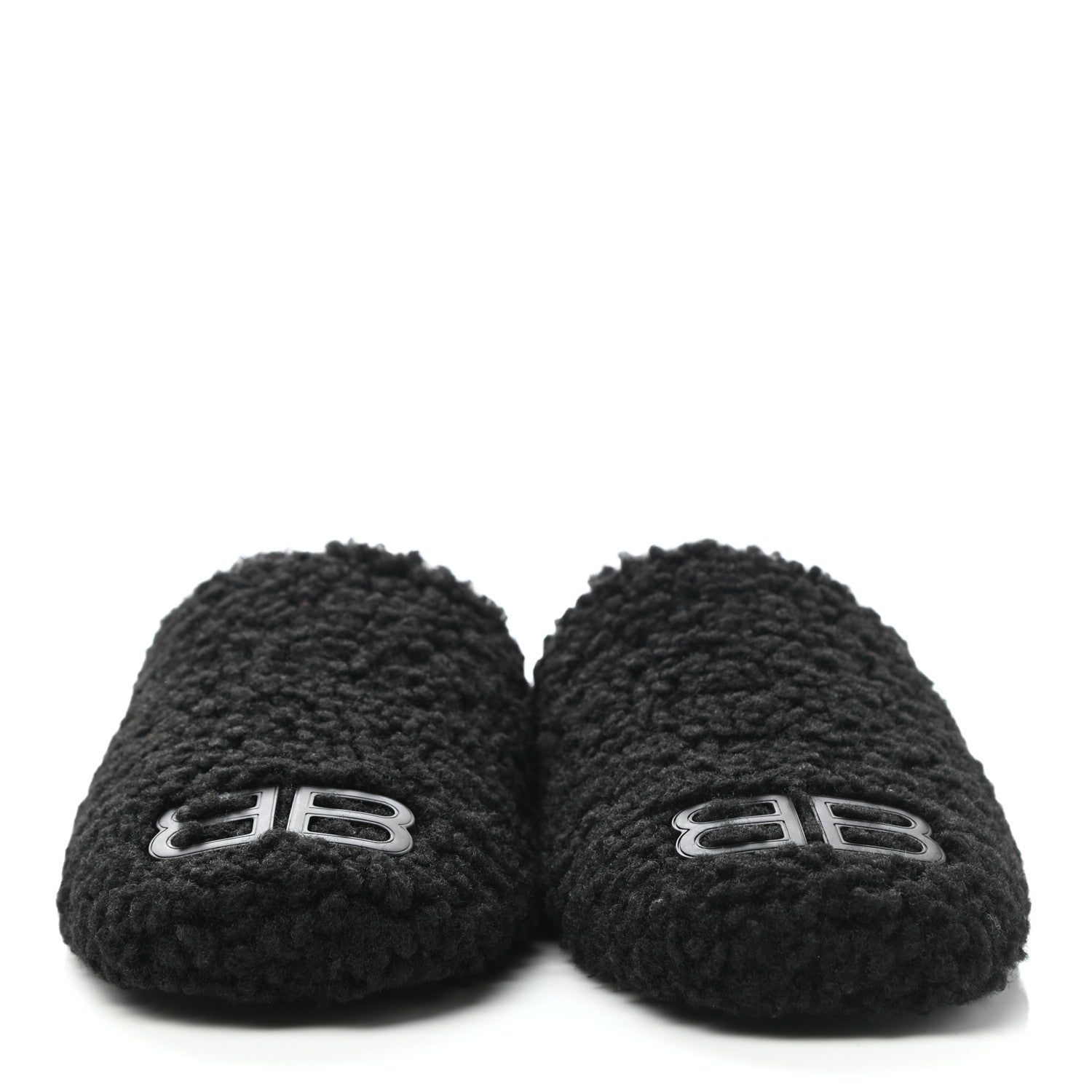 Balenciaga Faux Shearling Cosy BB Mules 37.5 Black 2 of 7