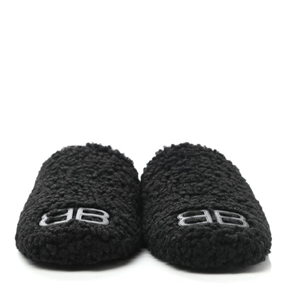 Balenciaga Faux Shearling Cosy BB Mules 37.5 Black 2 of 7