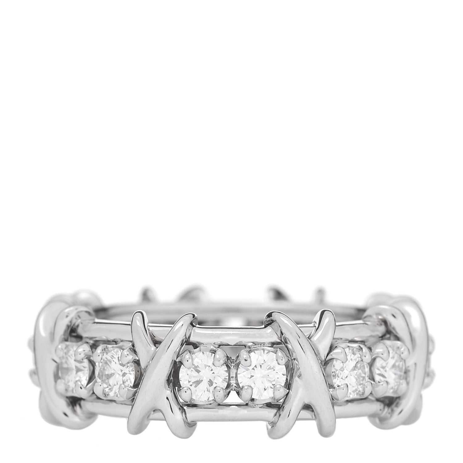 Tiffany Platinum Diamond Schlumberger Sixteen Stone Ring 54 7 1 of 6