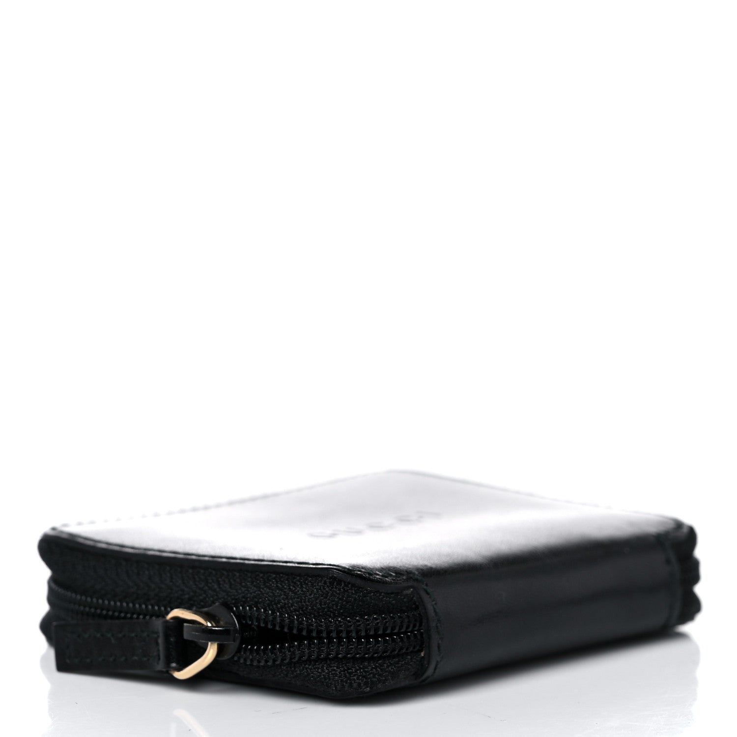 Gucci Calfskin Logo Embossed Zip Around Coin Wallet Black 4 of 11