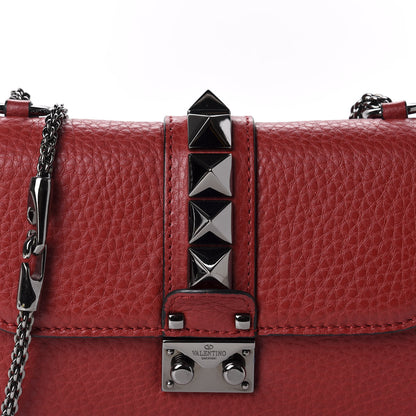 Valentino Garavani Pebbled Calfskin Small Glam Lock Rockstud Flap Red 9 of 9