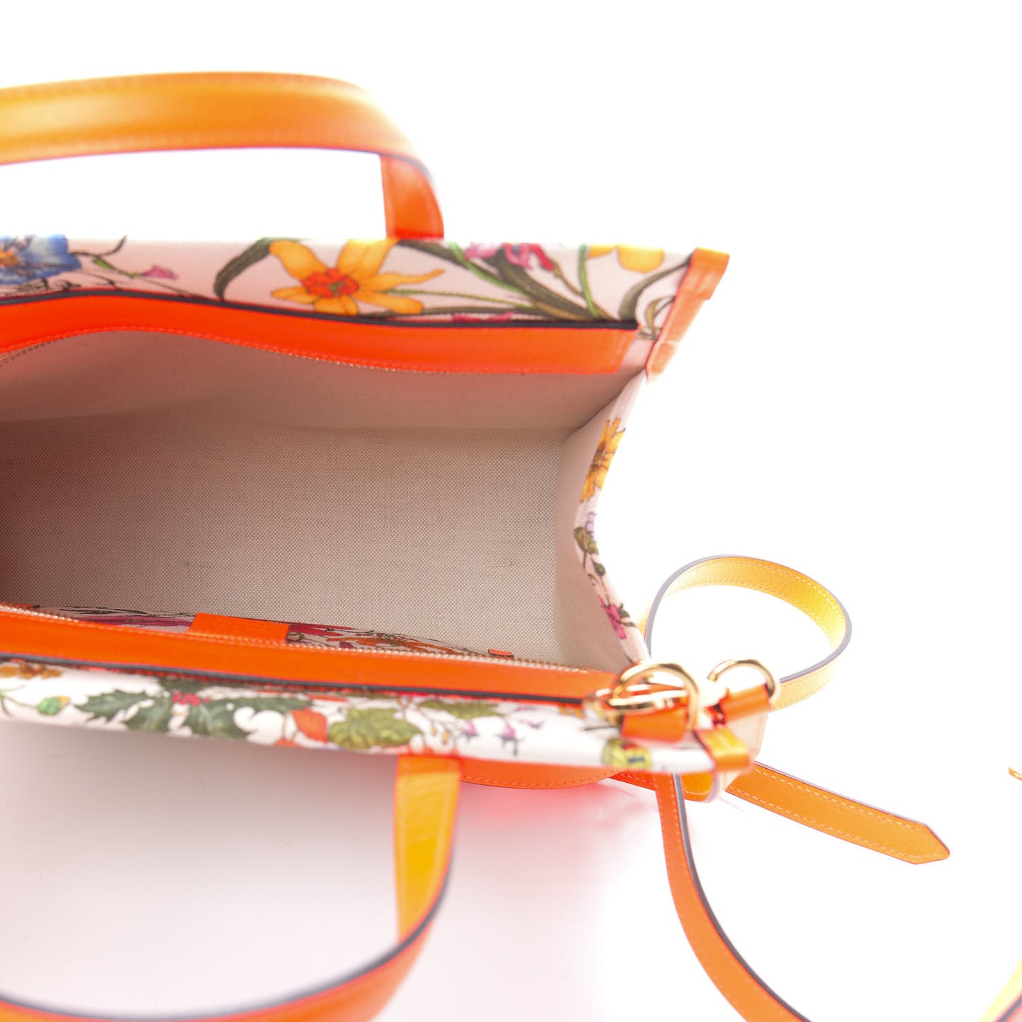 Canvas Medium Flora Tote White Multicolor Orange Fluo
