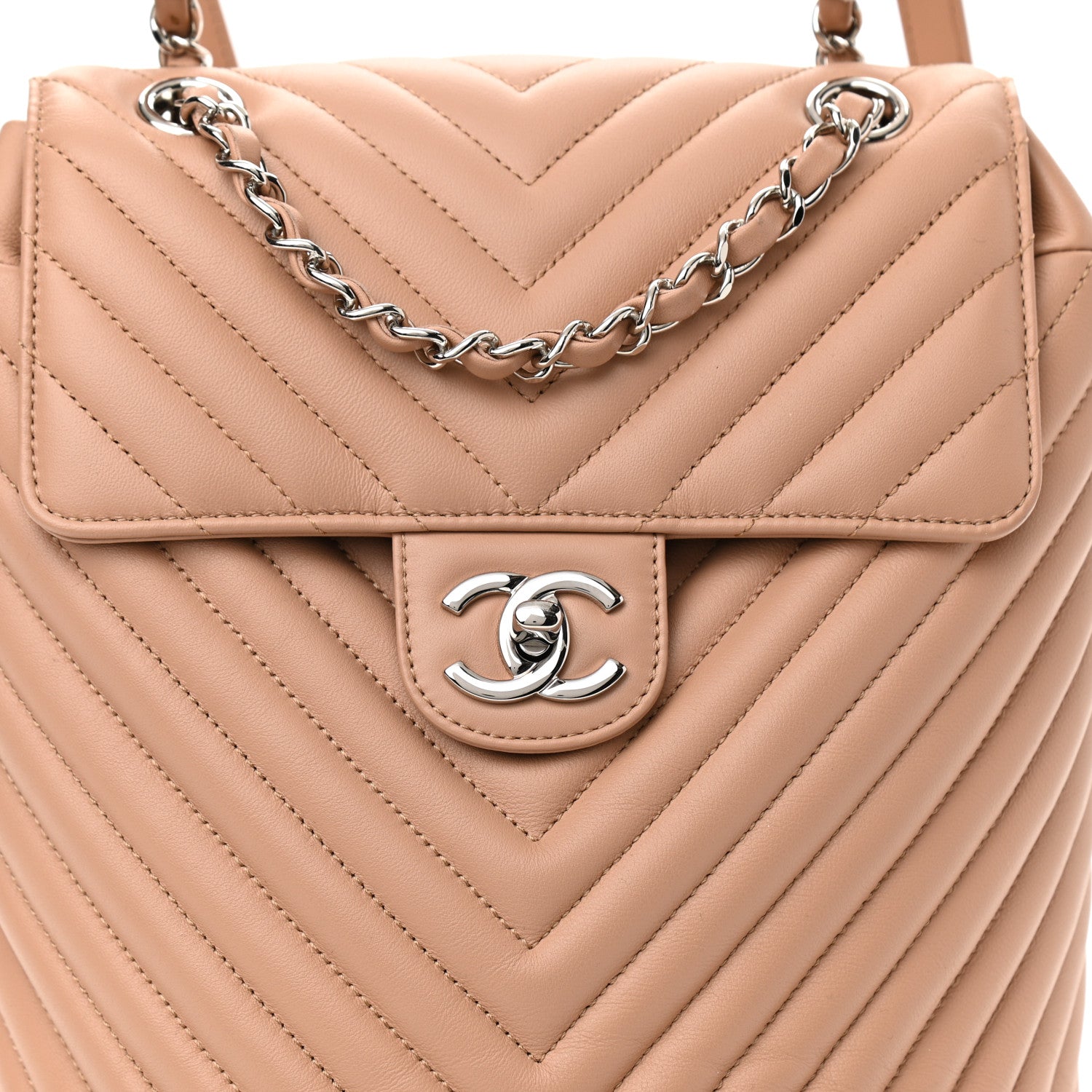 Chanel Calfskin Chevron Quilted Small Urban Spirit Backpack Beige 8 of 8