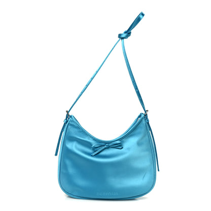 Balenciaga Satin Small Leopolda Shoulder Bag Blue 1 of 11
