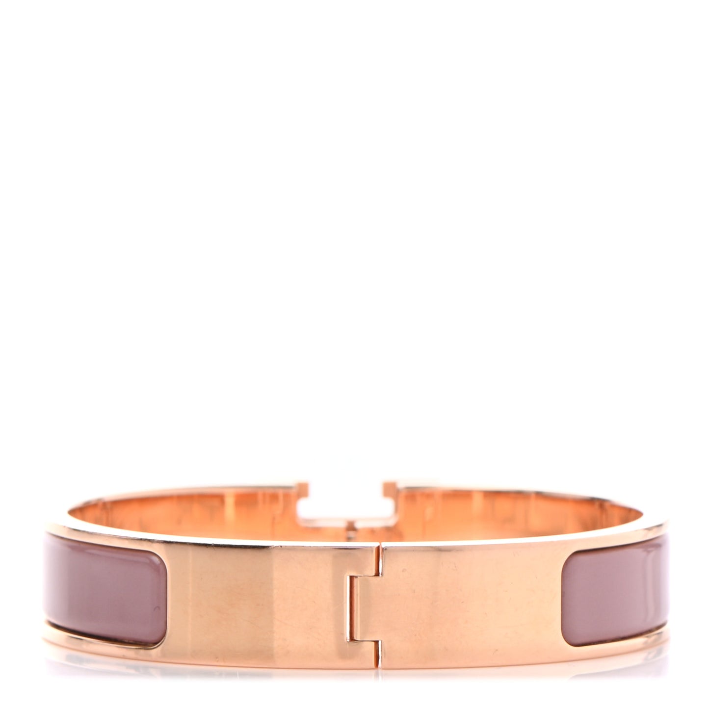 Enamel Narrow Clic Clac H Bracelet PM Bois De Rose
