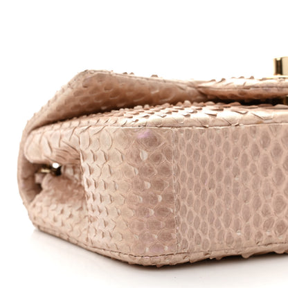 Chanel Metallic Snakeskin Extra Mini Rectangular Flap Pink 9 of 10