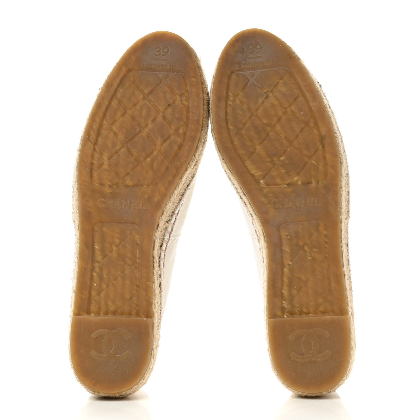 Calfskin Grosgrain CC Espadrilles 39 Ivory Black