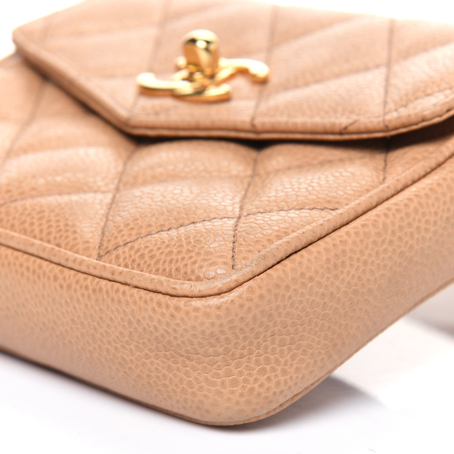 Chanel Caviar Quilted Flap Belt Bag Clutch 85 34 Beige 14 of 21