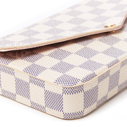 Louis Vuitton Damier Azur Pochette Felicie Chain Wallet Rose Ballerine 5 of 8