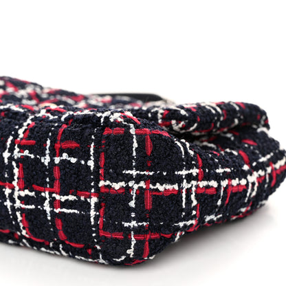 Chanel Tweed Quilted Medium Chanel 19 Flap Navy Blue White Red 10 of 10