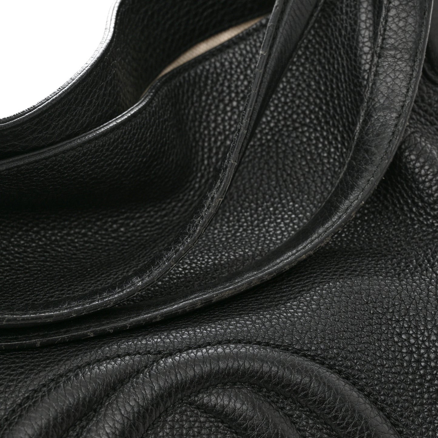 Pebbled Calfskin Large Soho Shoulder Bag Black