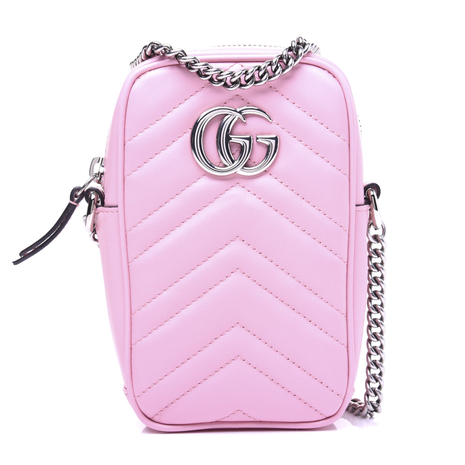 Gucci Calfskin Matelasse Mini GG Marmont Crossbody Bag Wild Rose 1 of 13