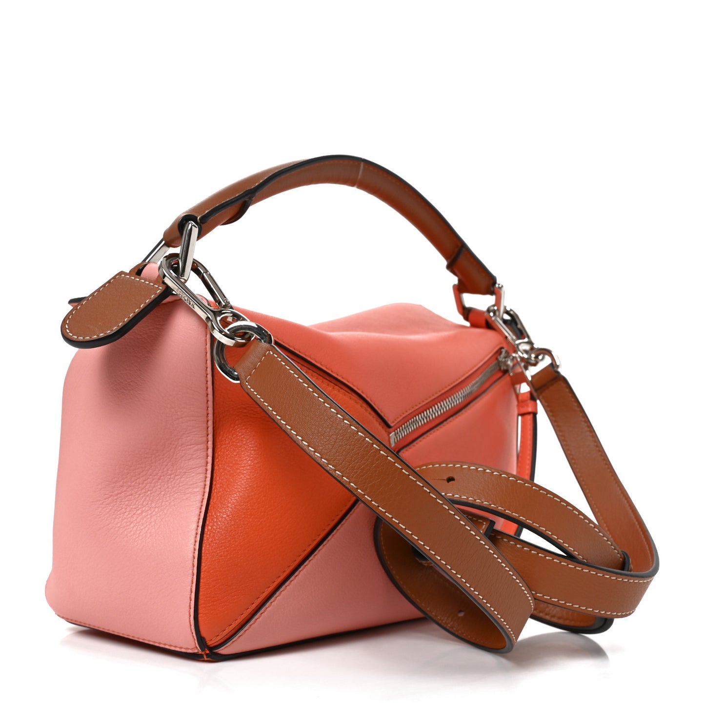Calfskin Small Puzzle Bag Orange Tan Pink