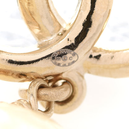 Chanel Pearl CC Double Heart Drop Earrings Gold 4 of 5