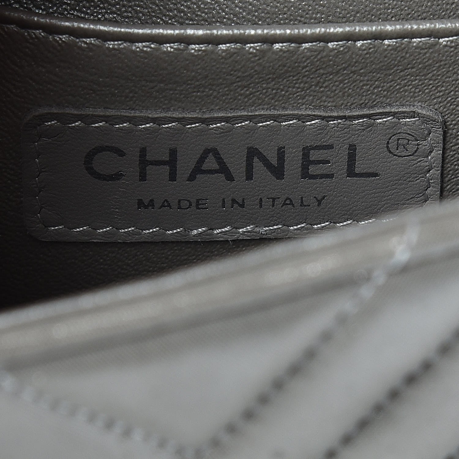 Chanel Iridescent Calfskin Chevron Quilted Mini Square Flap Silver 6 of 12