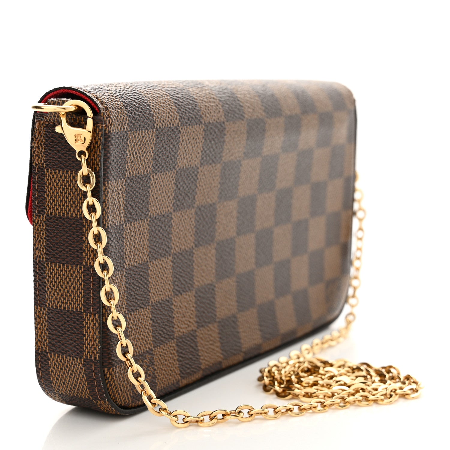 Louis Vuitton Damier Ebene Pochette Felicie Chain Wallet 3 of 13