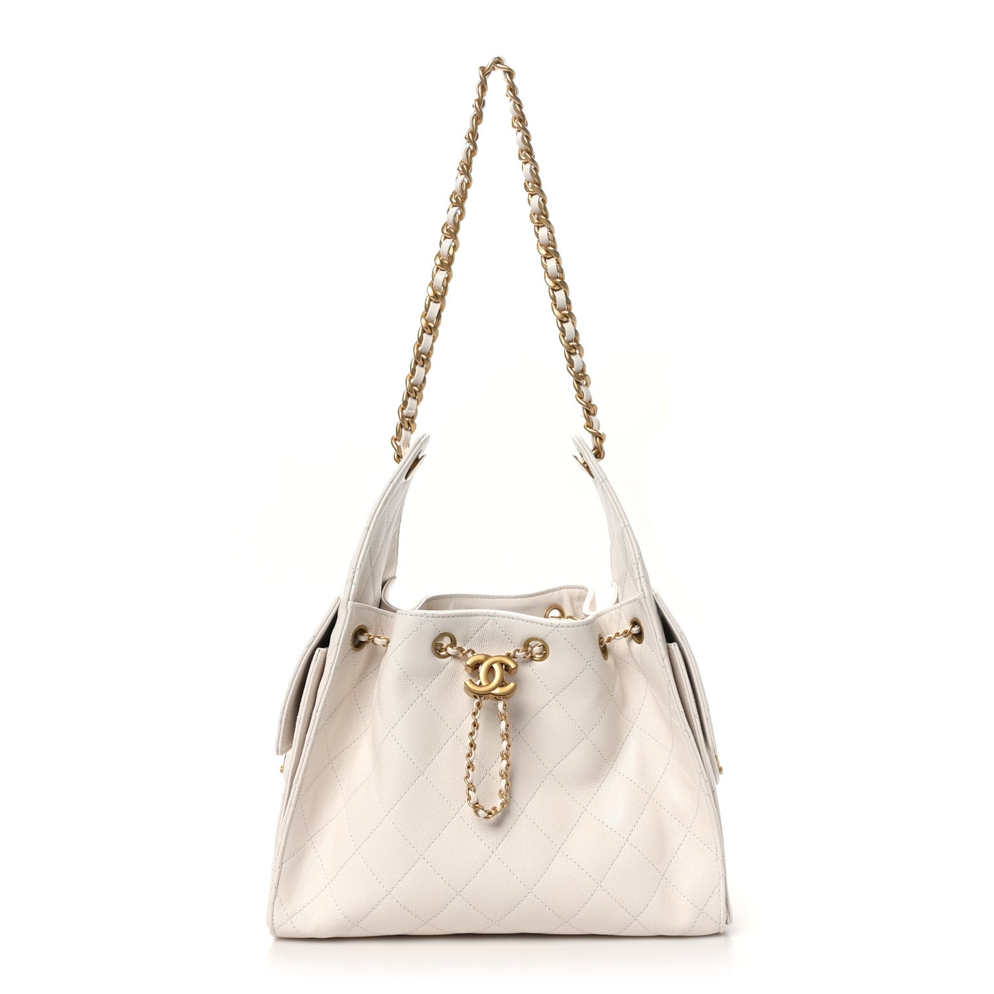 Caviar Quilted Small Chanel 25 Handbag White