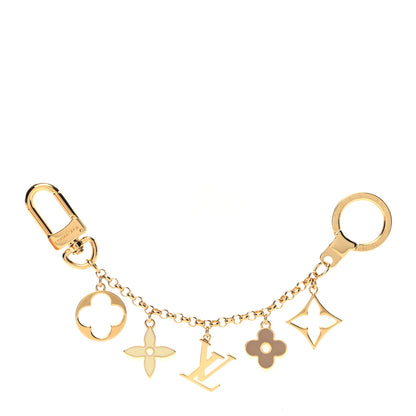 Louis Vuitton Brass Enamel Fleur De Monogram Bag Charm Chain Gold 1 of 5