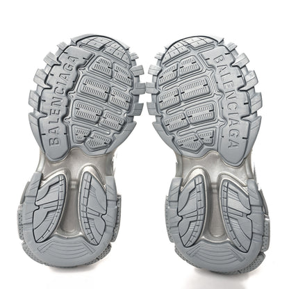 Balenciaga Metallic Calfskin Mesh Nylon Womens Track Sneakers 36 Silver 5 of 8