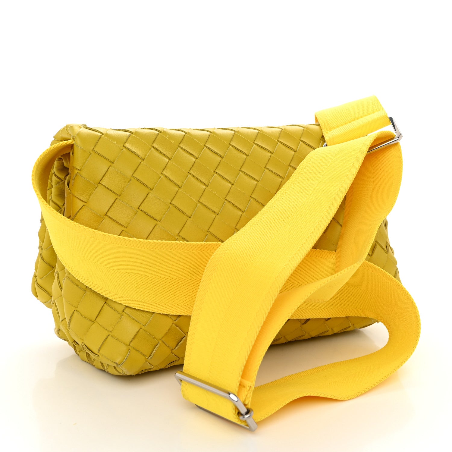 Bottega Veneta Nappa Intrecciato Small Fold Crossbody Messenger Lemon 3 of 9