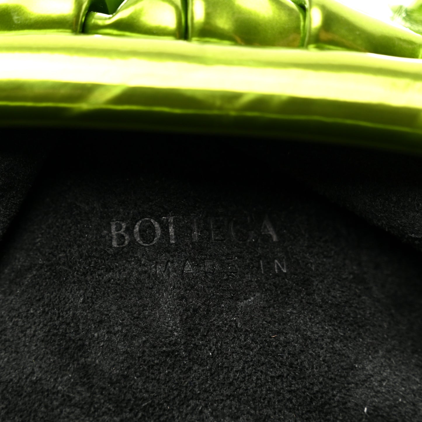 Metallic Crushed Calfskin Teen Pouch Chlorophyll