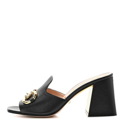 Gucci Nappa Horsebit 75mm Slide Sandals 37 Black 1 of 7
