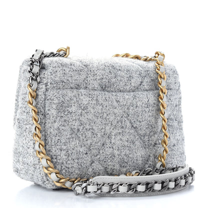 Chanel Tweed Quilted Medium Chanel 19 Flap Grey Ecru 3 of 9