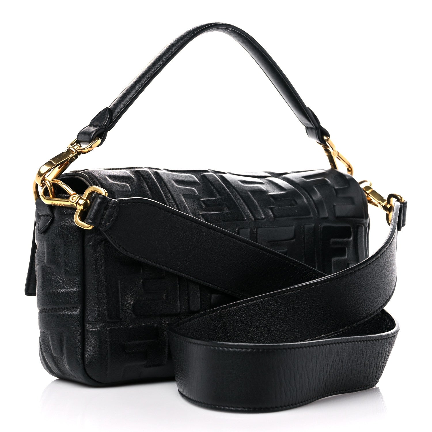Fendi Nappa FF 1974 Embossed Baguette Black 3 of 11