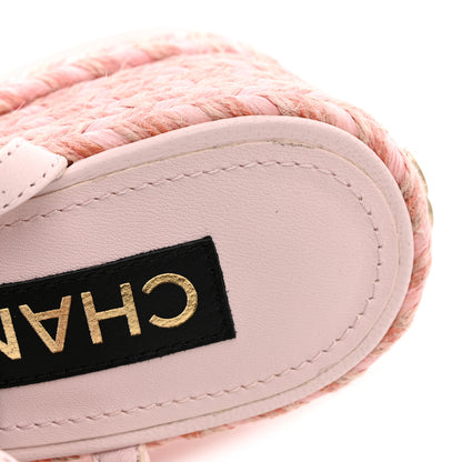 Chanel Lambskin Grosgrain CC Espadrilles Wedges 38 Pink Black 11 of 11