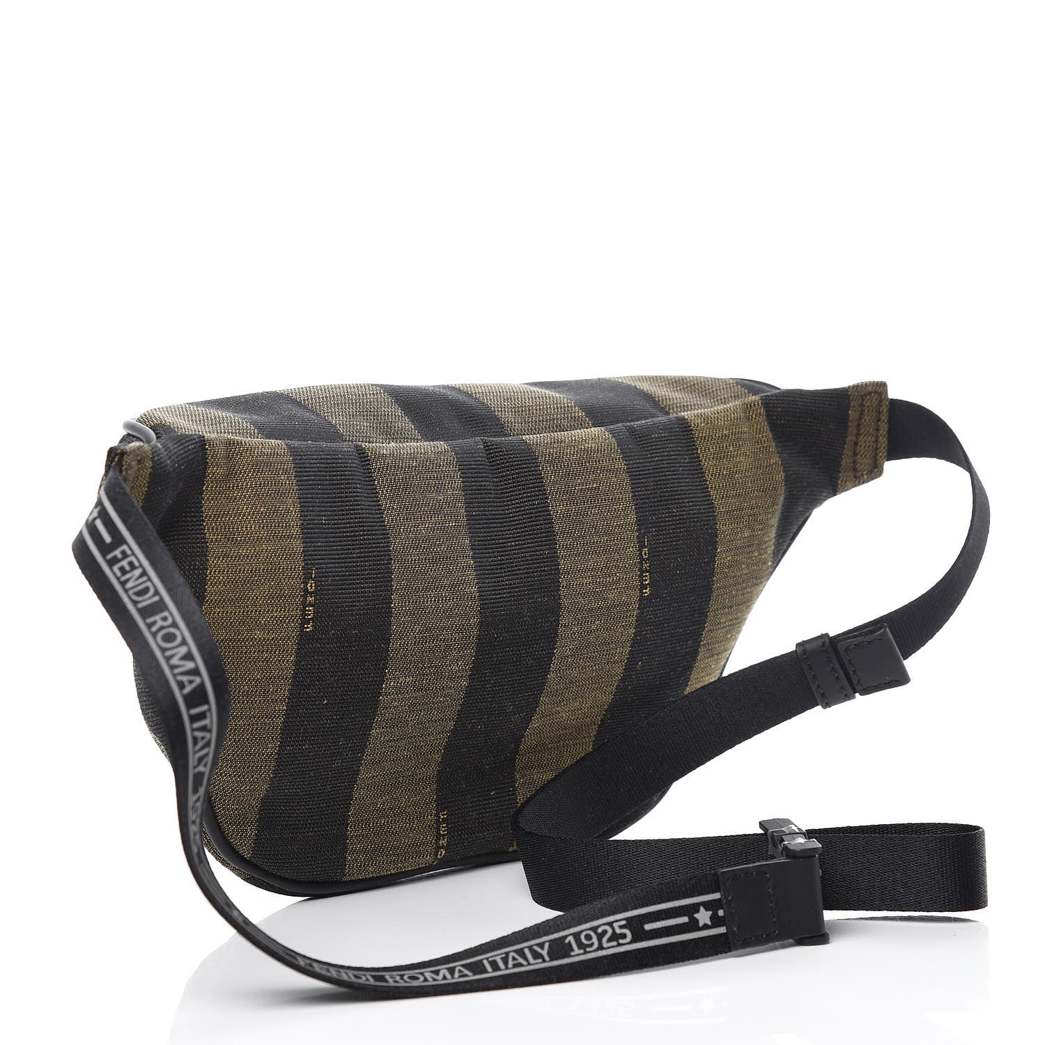 Fendi Jacquard Vitello Century Pequin Logo Plate Pocket Belt Bag Tobacco Moro Black 3 of 10