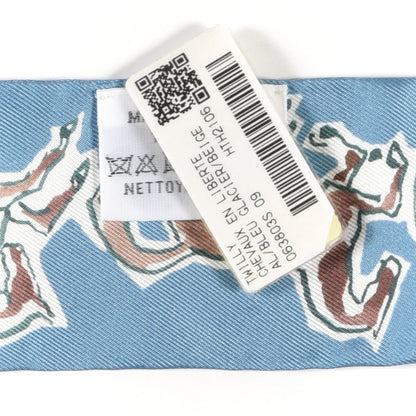 Hermes Silk Chevaux En Liberte Twilly Bleu Glacier Beige 4 of 4