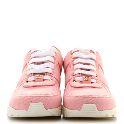 Chanel Canvas Womens CC Sneakers 38 Salmon 2 of 8