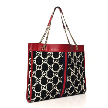 Gucci Tweed GG Monogram Large Rajah Chain Tote Romantic Cherry Black White 4 of 12