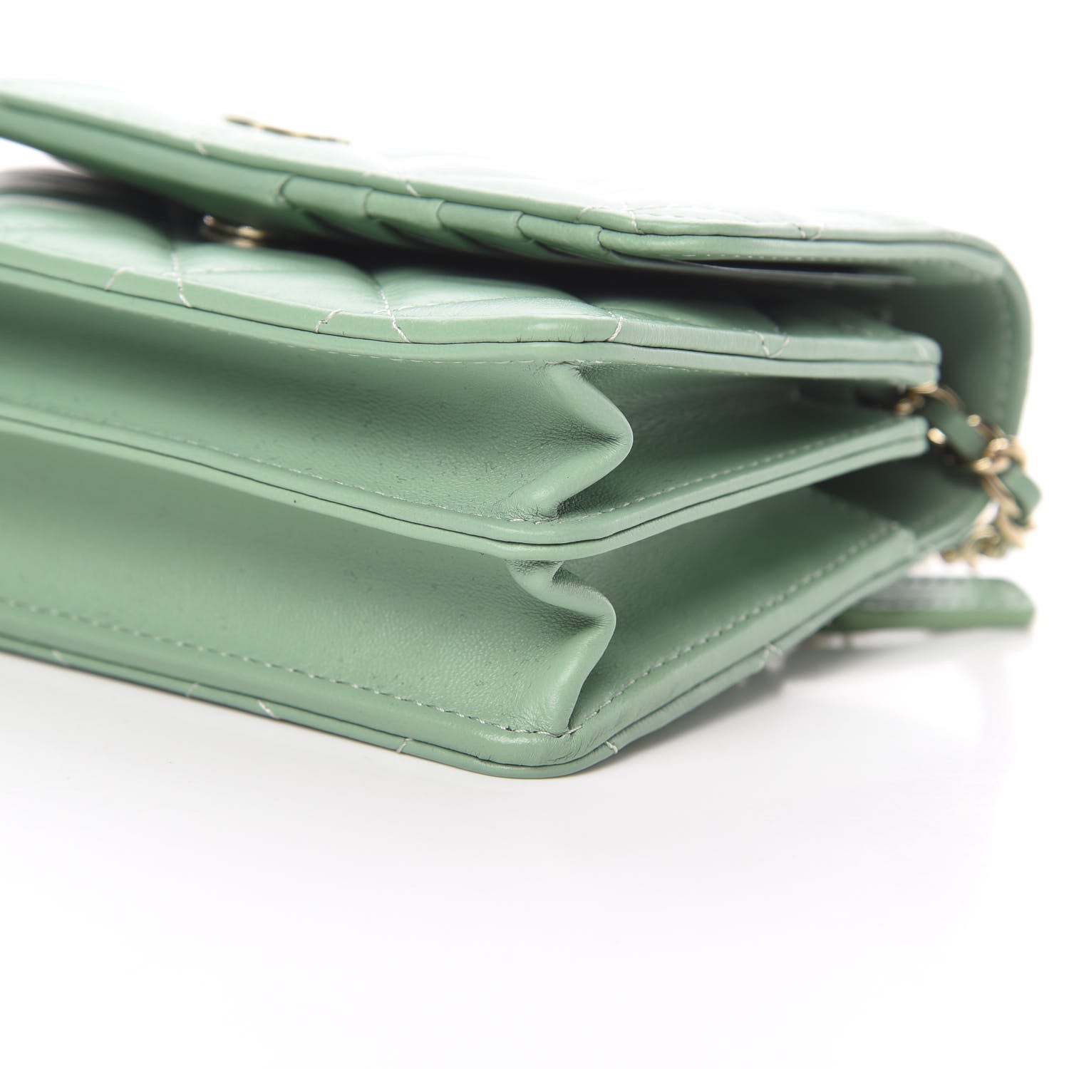 Chanel Lambskin Quilted Mini Wallet On Chain WOC Green 10 of 11