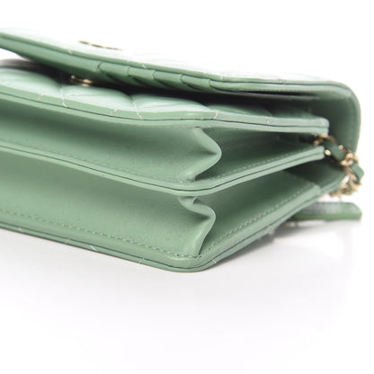 Chanel Lambskin Quilted Mini Wallet On Chain WOC Green 10 of 11