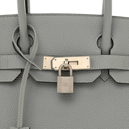 Hermes Togo Horseshoe Birkin 30 Gris Mouette Bleu Electrique 5 of 12