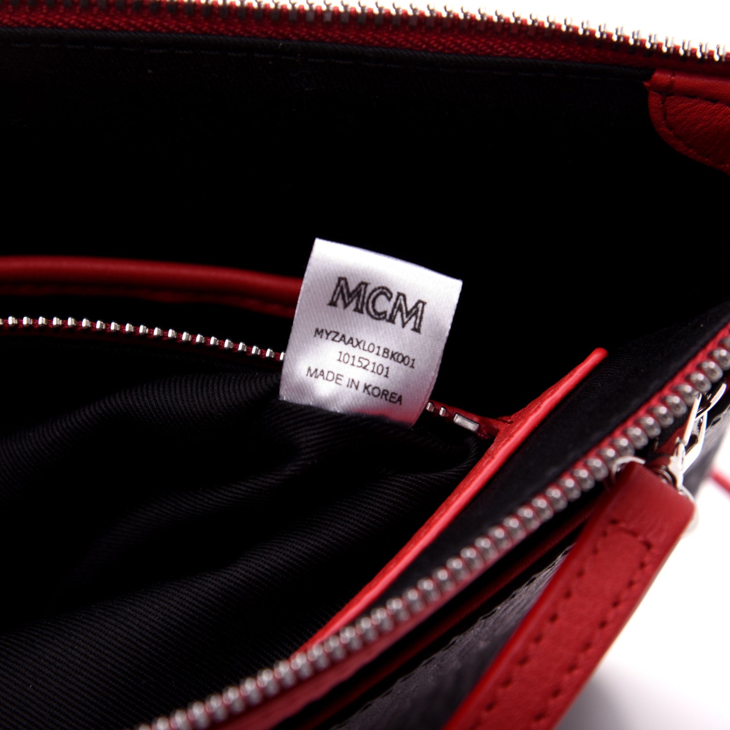 MCM Visetos Crossbody Pouch Black Red 9 of 11